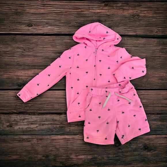Old Navy Other - Old Navy Pink Palm Tree Hoodie & Shorts Set – Size 4T/5T